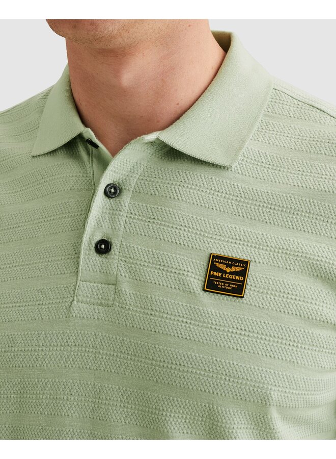 PPSS2604854 6168 PME Legend Short sleeve polo jacquard jersey stripe Cameo Green