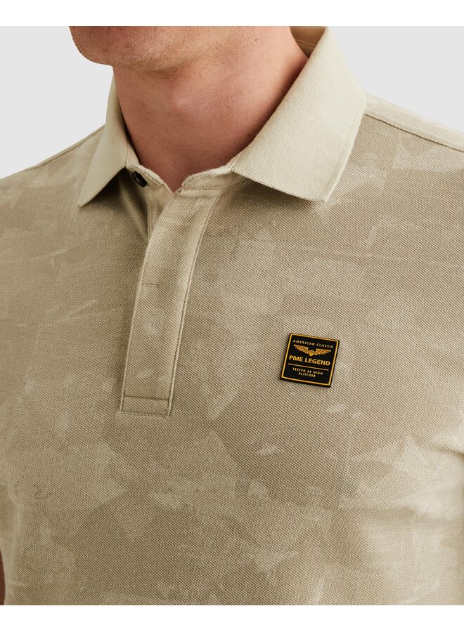PPSS2604851 7013 PME Legend Short sleeve polo printed two tone pique Bone White