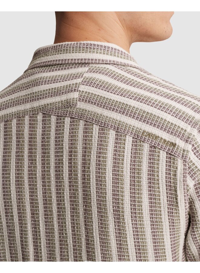 CSIS2605282 7014 Cast Iron Short Sleeve Shirt Stripe new mesh Silver Birch