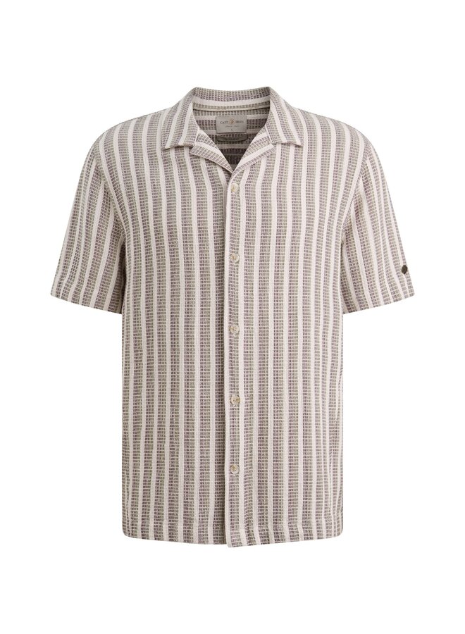CSIS2605282 7014 Cast Iron Short Sleeve Shirt Stripe new mesh Silver Birch