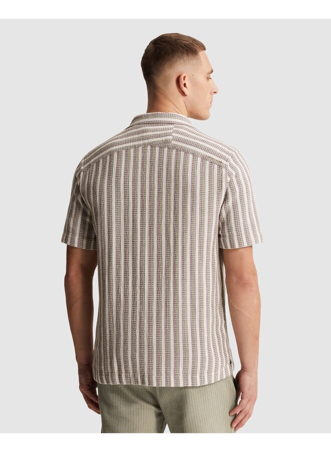 CSIS2605282 7014 Cast Iron Short Sleeve Shirt Stripe new mesh Silver Birch