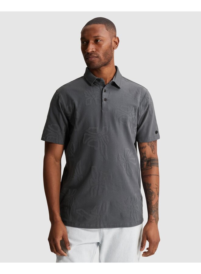 CPSS2605897 9117 Cast Iron Short sleeve polo regular fit jacquard jersey Turbulence