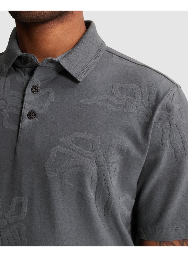 CPSS2605897 9117 Cast Iron Short sleeve polo regular fit jacquard jersey Turbulence