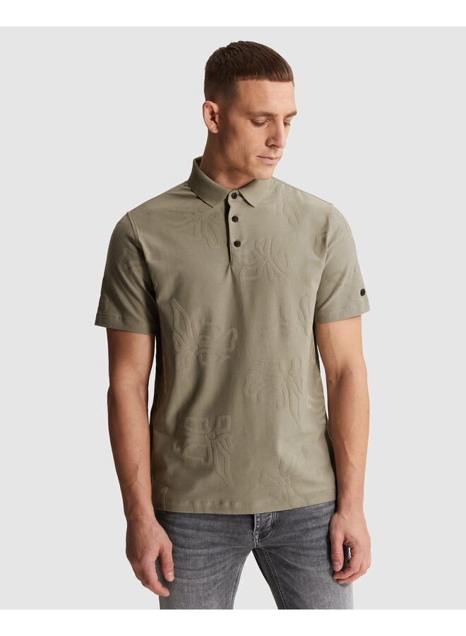 CPSS2605897 6148 Cast Iron Short sleeve polo regular fit jacquard jersey Vetiver
