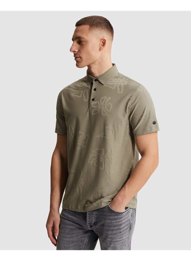 CPSS2605897 6148 Cast Iron Short sleeve polo regular fit jacquard jersey Vetiver