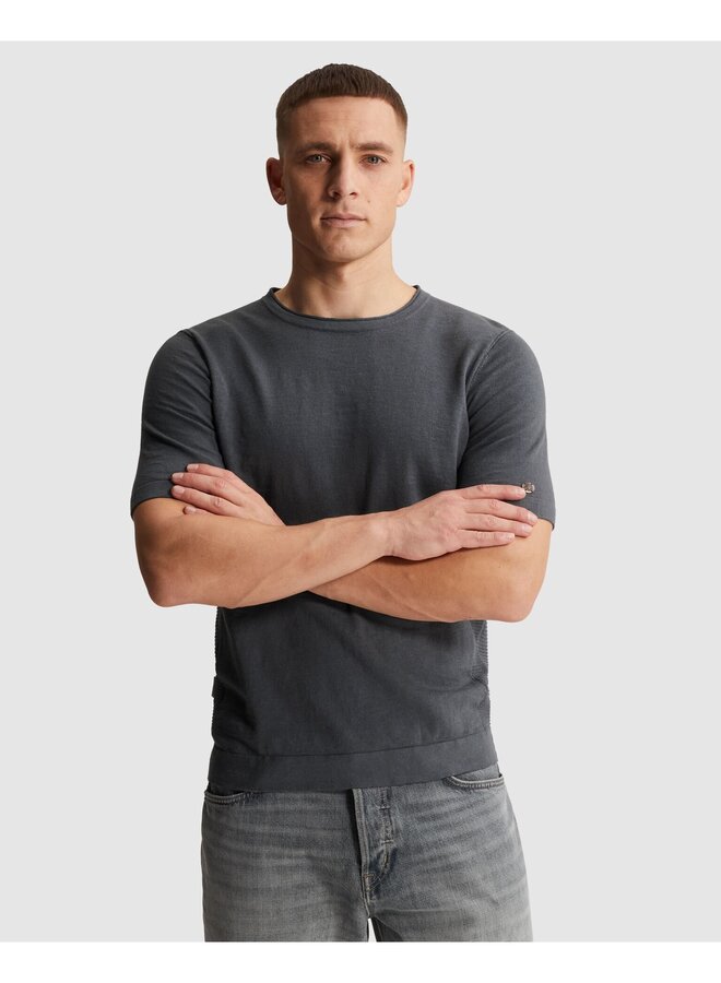 CTSS2604592 9117 Cast Iron Short sleeve r-neck regular fit cotton slub Turbulence