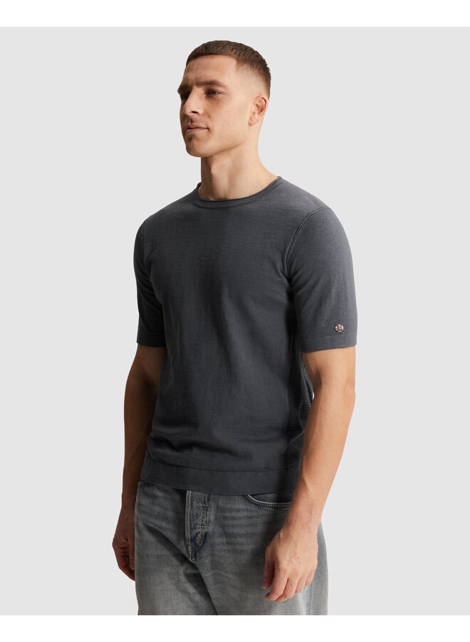 CTSS2604592 9117 Cast Iron Short sleeve r-neck regular fit cotton slub Turbulence