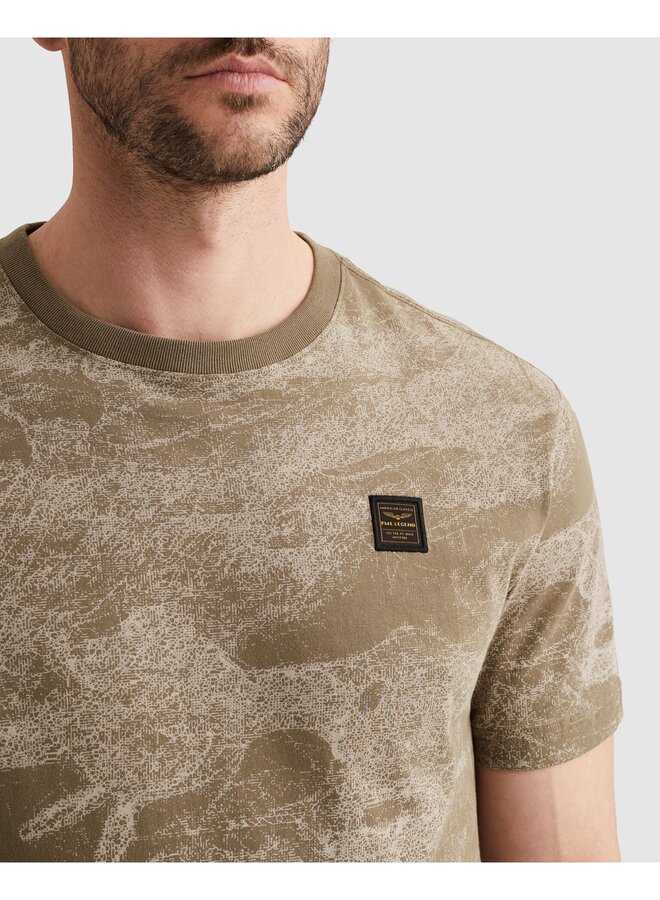 PTSS2605578 6389 PME Legend Short sleeve r-neck single jersey aop Dusky Green