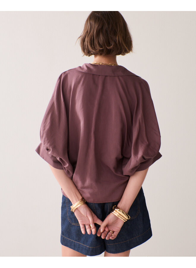 2s3493-12370 334 Summum Blouse batsleeves Viscose cotton  - Deep fig