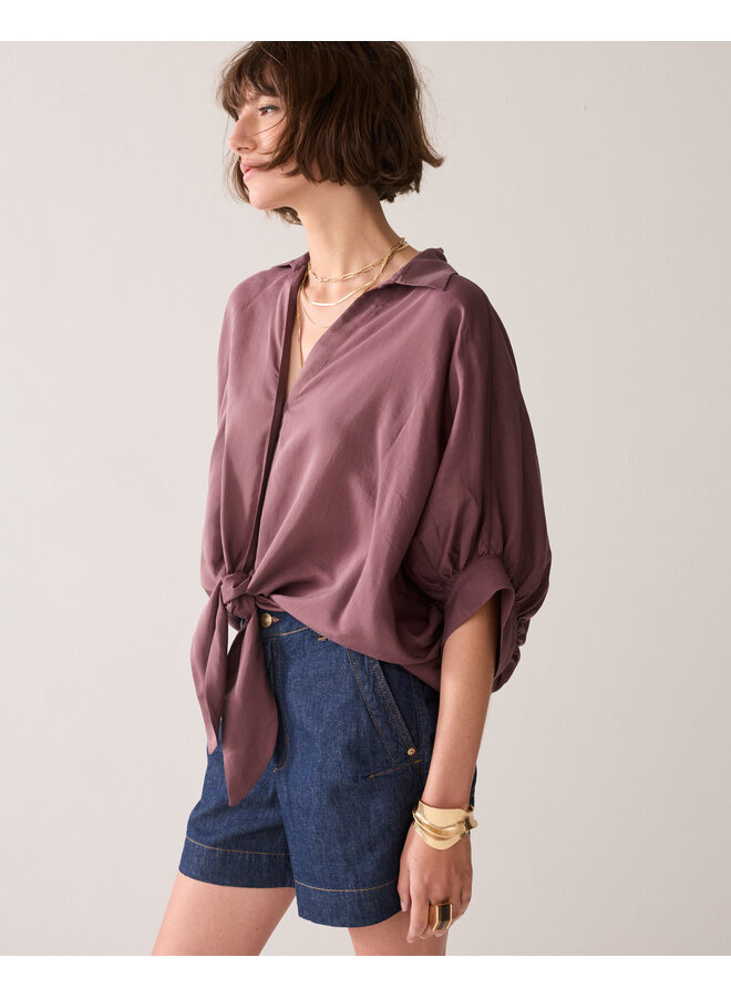 2s3493-12370 334 Summum Blouse batsleeves Viscose cotton  - Deep fig