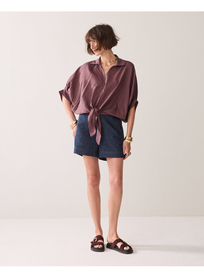 2s3493-12370 334 Summum Blouse batsleeves Viscose cotton  - Deep fig