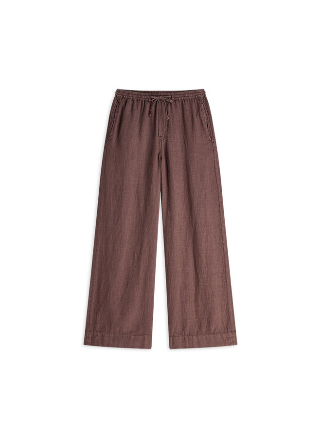 4s2984-12477 334 Summum Wideleg pant Light linen  - Deep fig