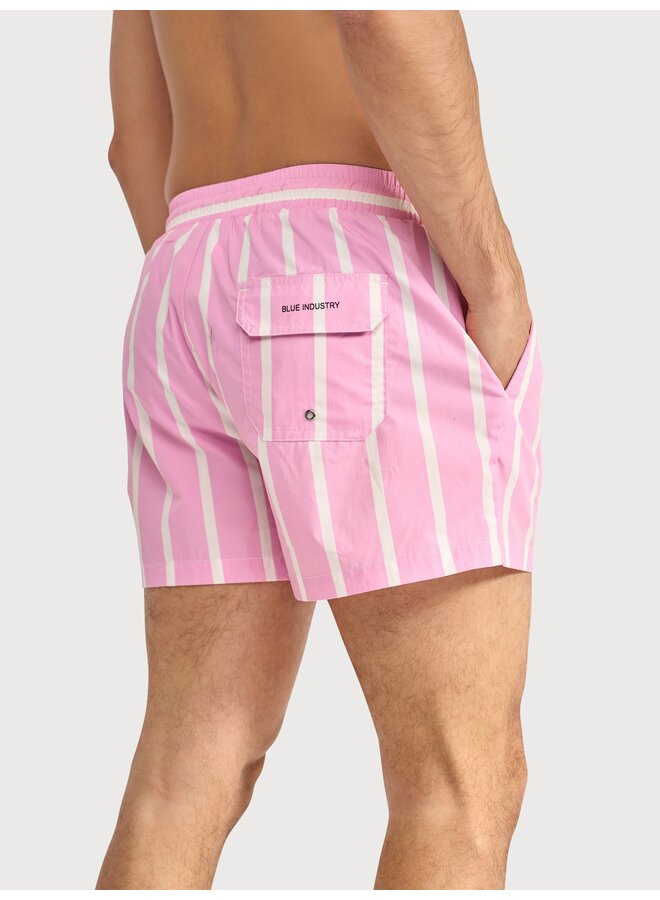 RobbieS26-stripe Blue Industry swimshort ROSE