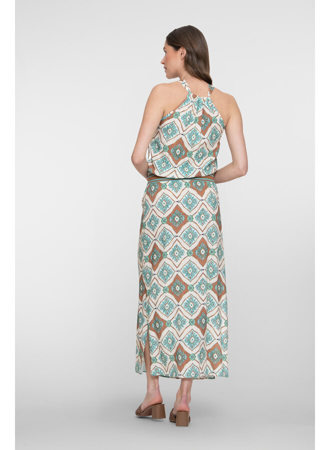 67404-20 602 Geisha dress aqua/camel