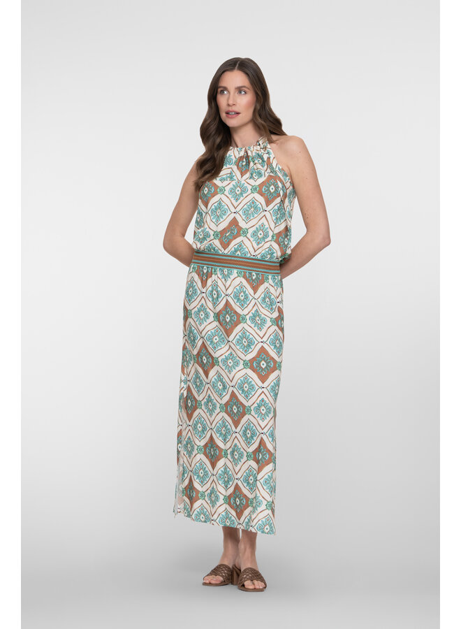 67404-20 602 Geisha dress aqua/camel