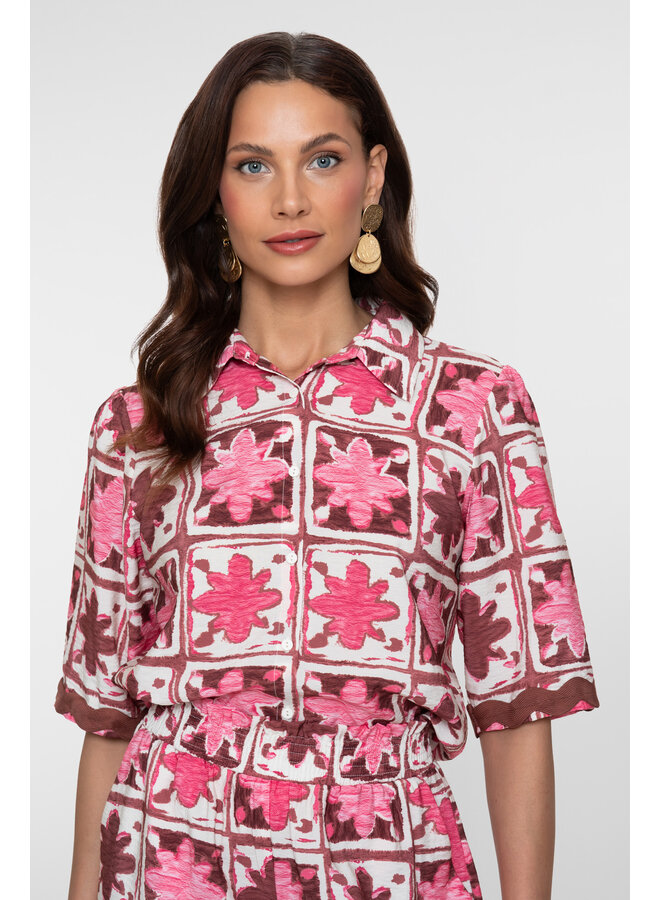 63489-20 420 Geisha blouse pink/merlot