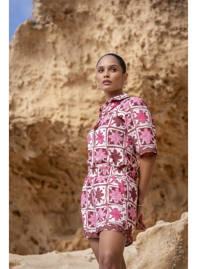63489-20 420 Geisha blouse pink/merlot