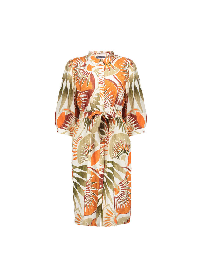 67395-20 250 Geisha dress orange green camel