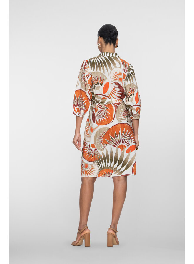 67395-20 250 Geisha dress orange green camel