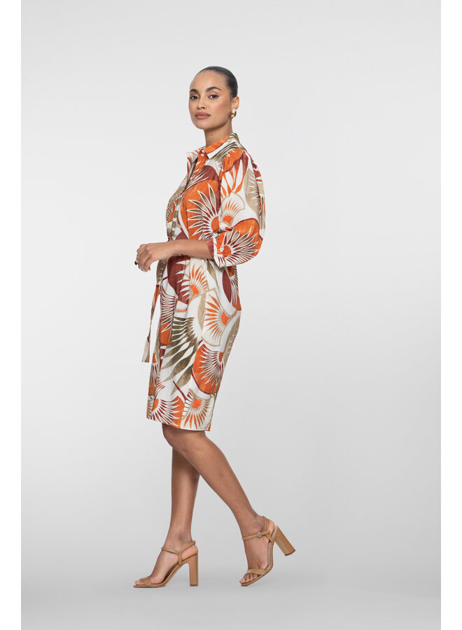 67395-20 250 Geisha dress orange green camel