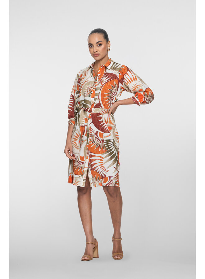 67395-20 250 Geisha dress orange green camel