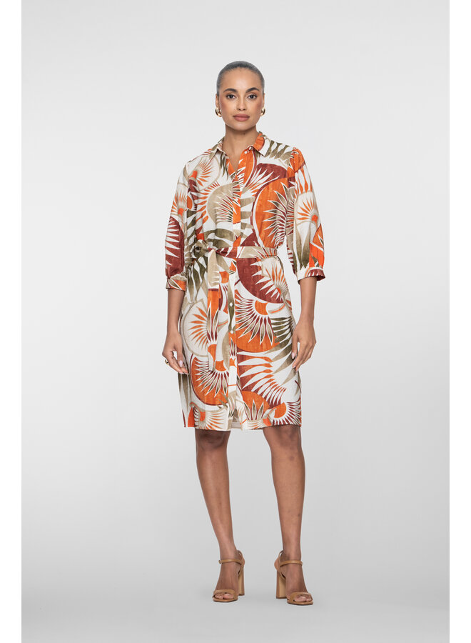 67395-20 250 Geisha dress orange green camel