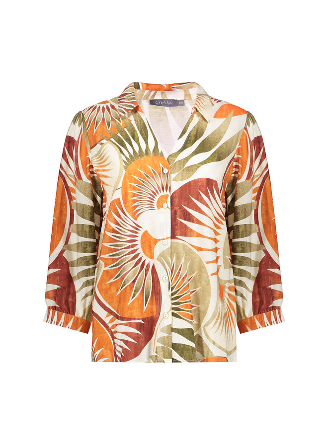 63483 250 Geisha Blouse dark orange green camel