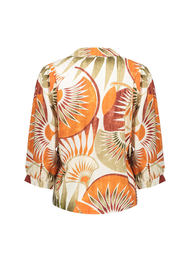 63483 250 Geisha Blouse dark orange green camel