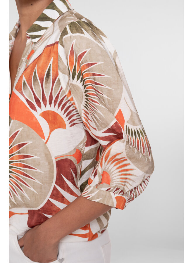 63483 250 Geisha Blouse dark orange green camel