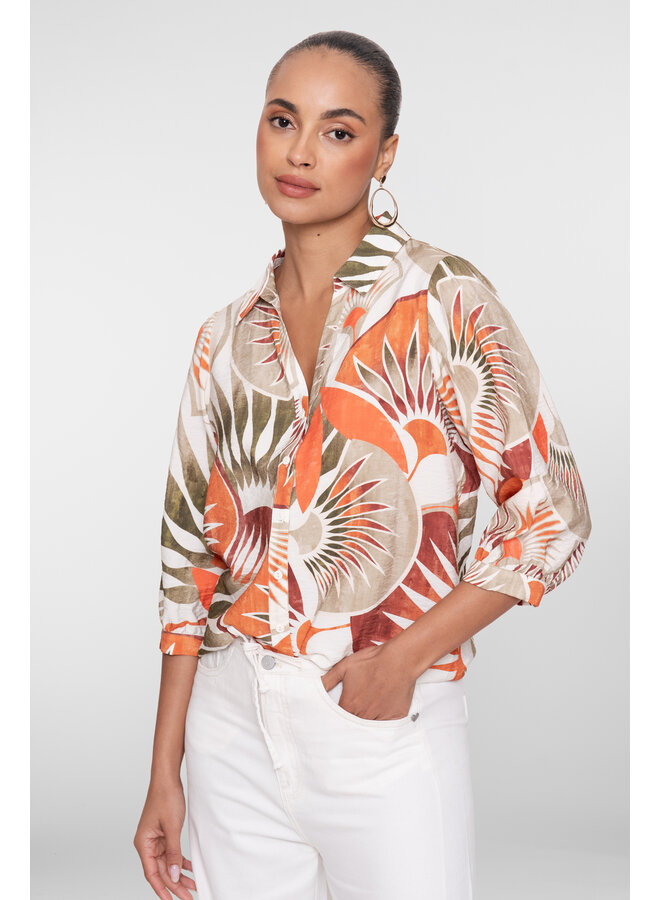 63483 250 Geisha Blouse dark orange green camel