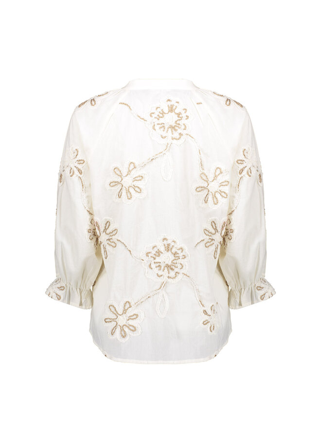 63300 718 Geisha Top embroidered Ecru