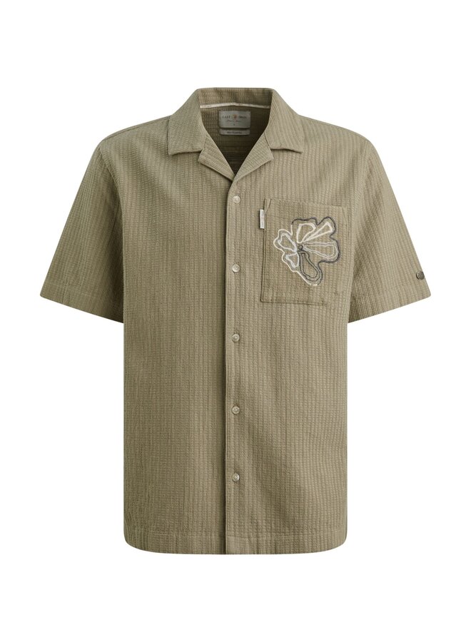 CSIS2605280 6148 Cast Iron Short Sleeve Shirt Yarn dye structure Vetiver