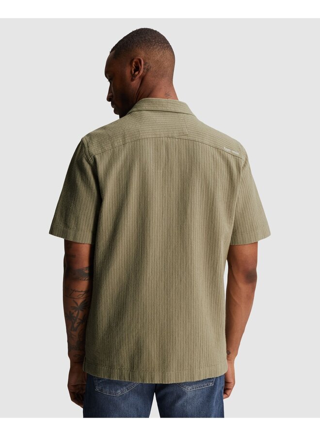 CSIS2605280 6148 Cast Iron Short Sleeve Shirt Yarn dye structure Vetiver