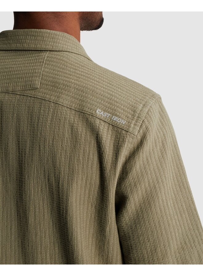 CSIS2605280 6148 Cast Iron Short Sleeve Shirt Yarn dye structure Vetiver