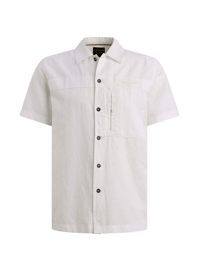 PSIS2605236 7003 PME Legend Short Sleeve Shirt Cotton/linen garment dye Bright White