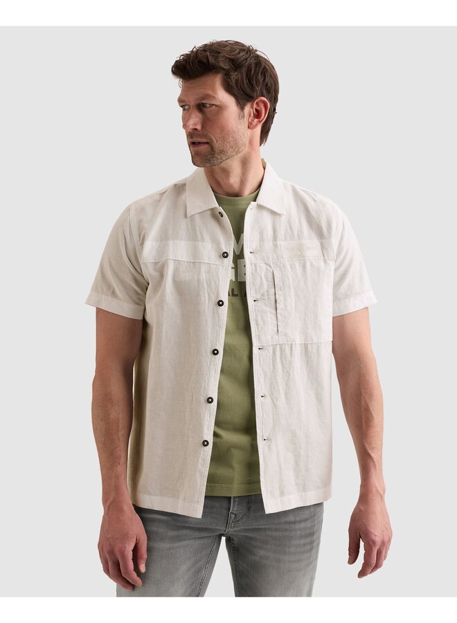 PSIS2605236 7003 PME Legend Short Sleeve Shirt Cotton/linen garment dye Bright White