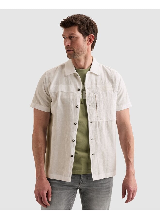 PSIS2605236 7003 PME Legend Short Sleeve Shirt Cotton/linen garment dye Bright White