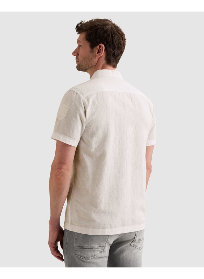 PSIS2605236 7003 PME Legend Short Sleeve Shirt Cotton/linen garment dye Bright White