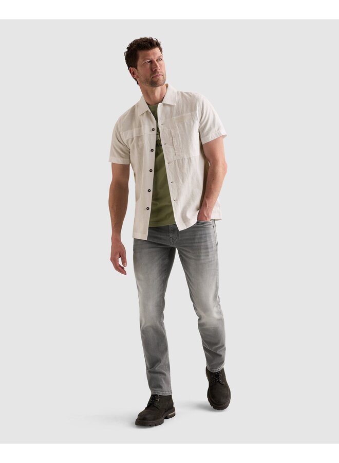 PSIS2605236 7003 PME Legend Short Sleeve Shirt Cotton/linen garment dye Bright White