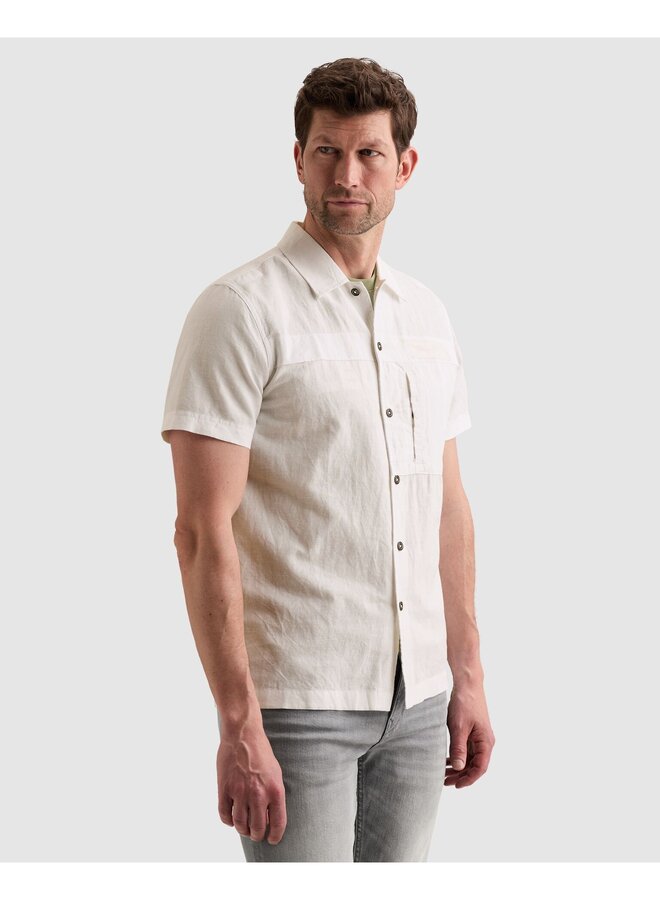 PSIS2605236 7003 PME Legend Short Sleeve Shirt Cotton/linen garment dye Bright White