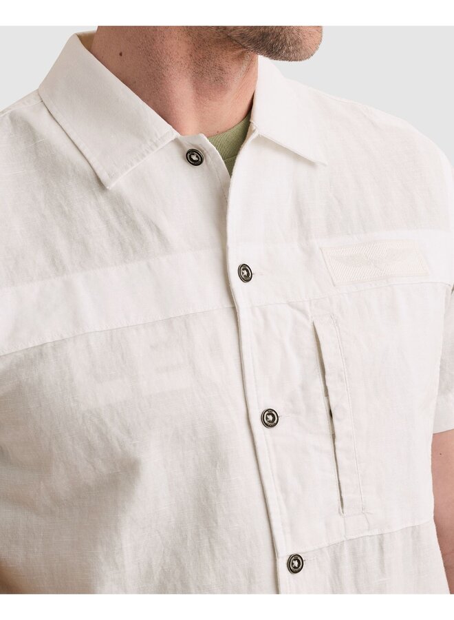 PSIS2605236 7003 PME Legend Short Sleeve Shirt Cotton/linen garment dye Bright White