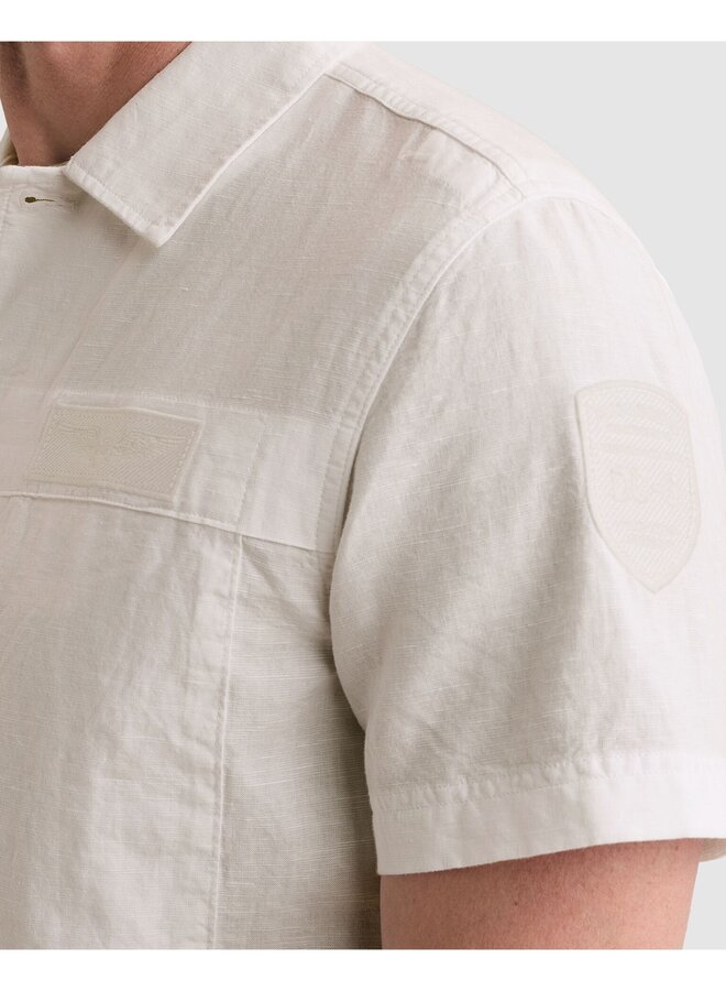 PSIS2605236 7003 PME Legend Short Sleeve Shirt Cotton/linen garment dye Bright White