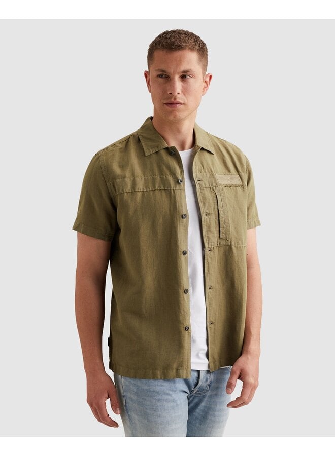 PSIS2605236 6389 PME Legend Short Sleeve Shirt Cotton/linen garment dye Dusky Green