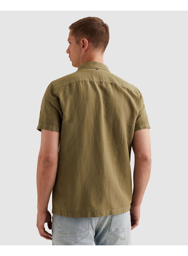 PSIS2605236 6389 PME Legend Short Sleeve Shirt Cotton/linen garment dye Dusky Green