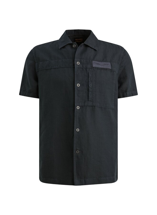 PSIS2605236 5282 PME Legend Short Sleeve Shirt Cotton/linen garment dye Carbon