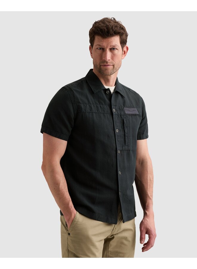 PSIS2605236 5282 PME Legend Short Sleeve Shirt Cotton/linen garment dye Carbon