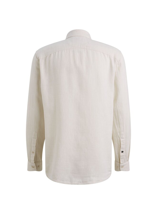CSI2604250 7014 Cast Iron Long sleeve shirt Cotton linen yarn dye twill Silver Birch