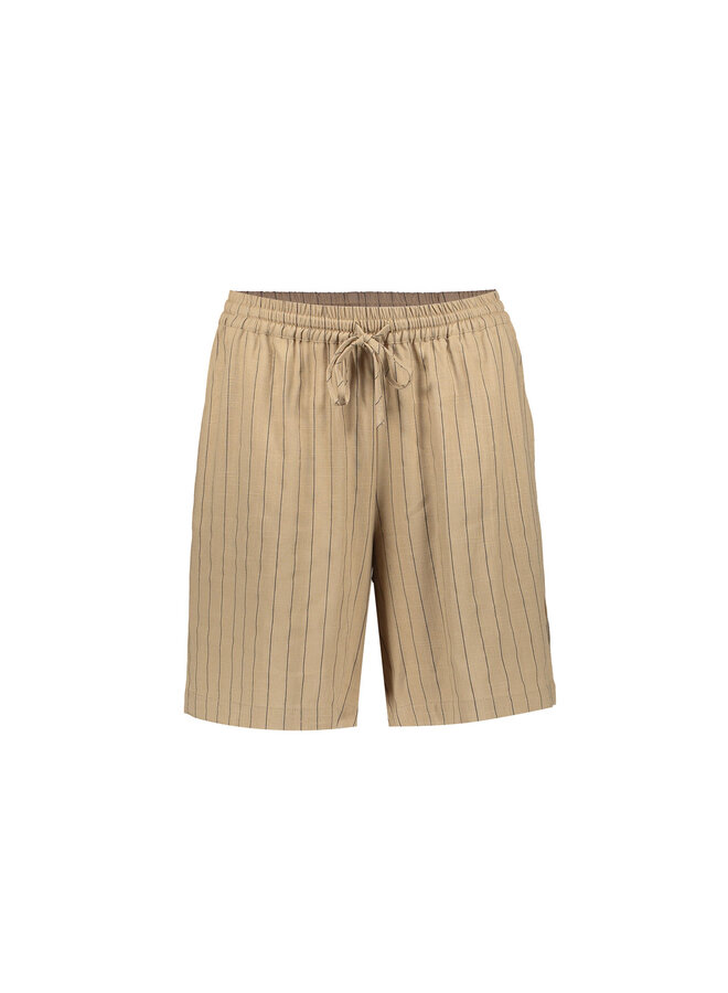 61387-14 745 Geisha Shorts linen stripes  taupe/black