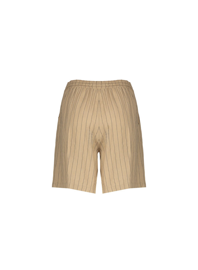 61387-14 745 Geisha Shorts linen stripes  taupe/black