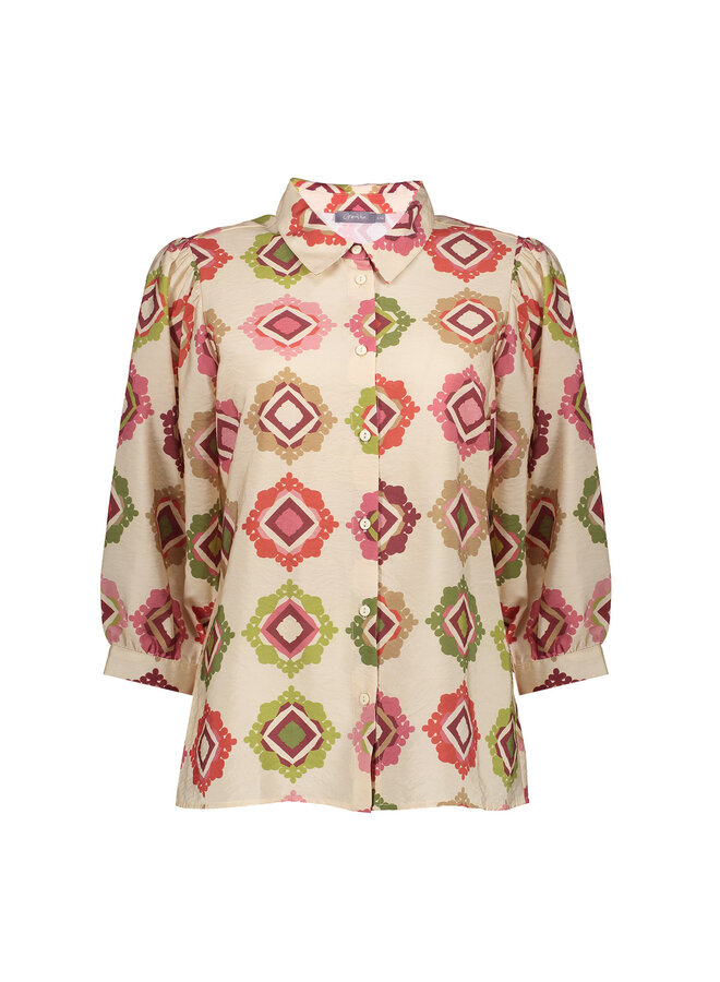 63480-20 718 Geisha blouse  ecru/raspberry/green